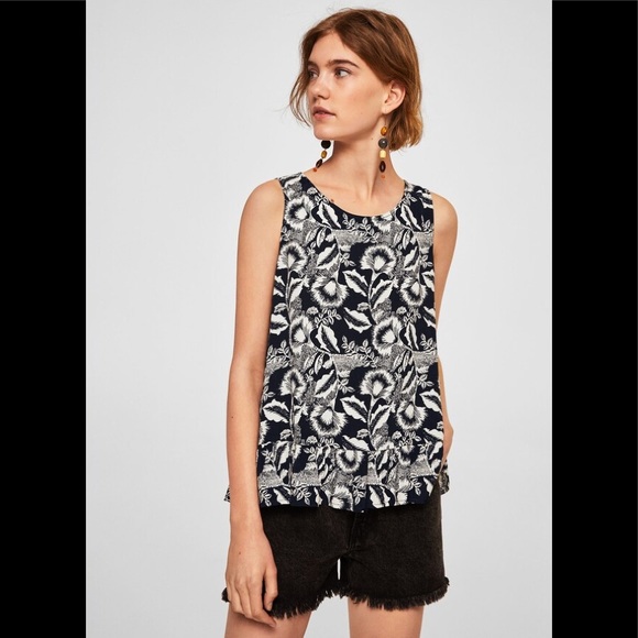 (2 for $15 ) Mango Chiffon Ruffle Top - Picture 2 of 13